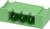 Een groene MSTB 2.5 aansluitblok met drie metalen pennen, gebruikt voor elektrische aansluitingen.