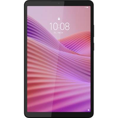 Een tablet met een roze en paarse golvende patroon op het scherm, met de tijd '10:08' en de datum 'Vrij, Feb 24'.