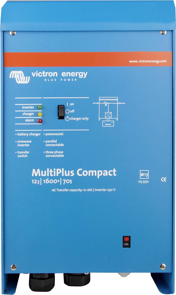 Victron Energy MultiPlus C 12/1600/70-16 Omvormer 800 W - 230 V UPS-functie