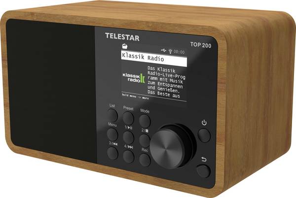 Telestar TOP 200 Holz Transistorradio met internetradio Internet, DAB+, VHF (FM) Bluetooth, USB, WiFi, AUX  Hout