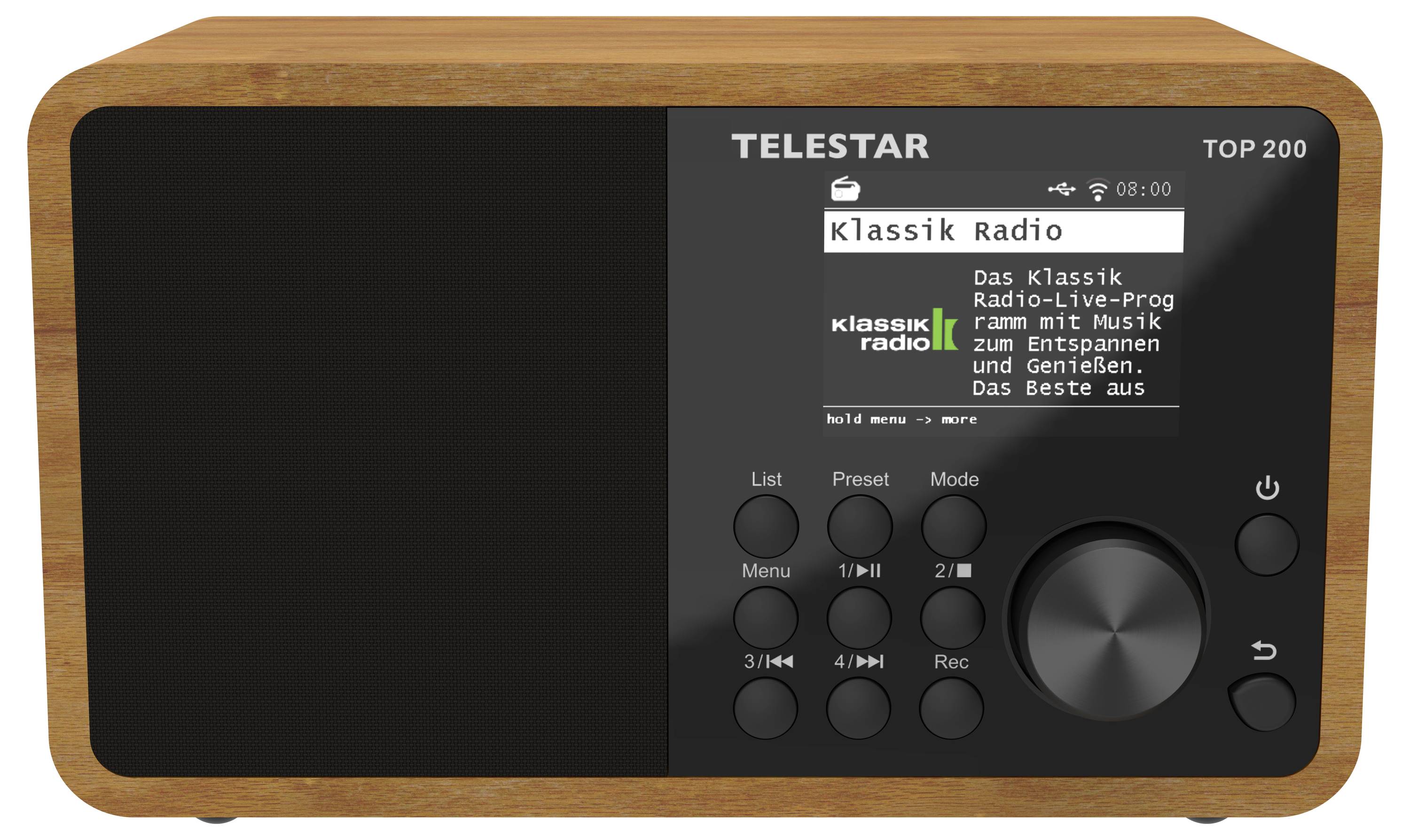 Telestar TOP 200 Holz Transistorradio met internetradio Internet, DAB+, VHF (FM) Bluetooth, USB, WiFi, AUX Hout-1