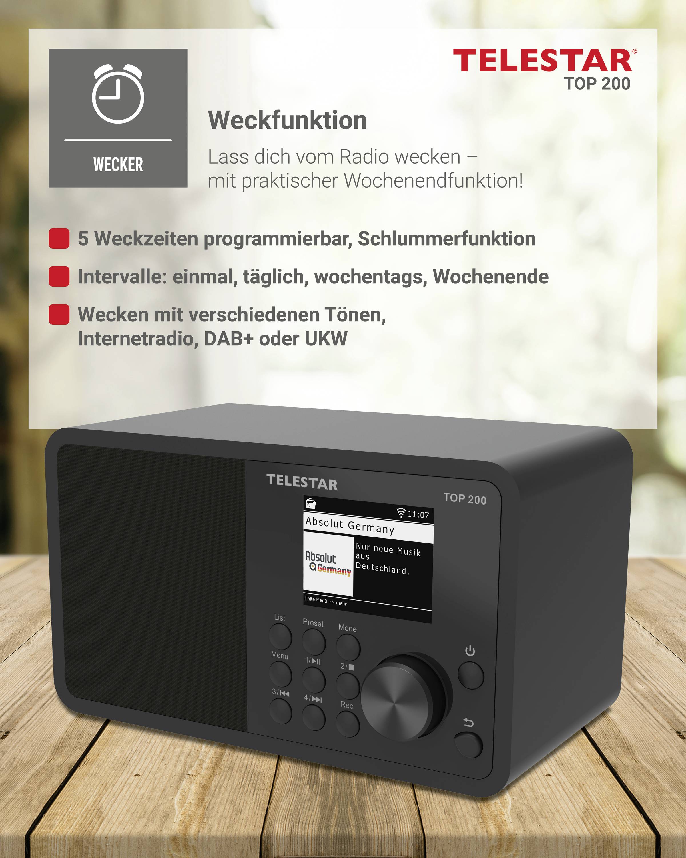 Telestar TOP 200 Schwarz Transistorradio met internetradio Internet, DAB+, VHF (FM) Zwart-12