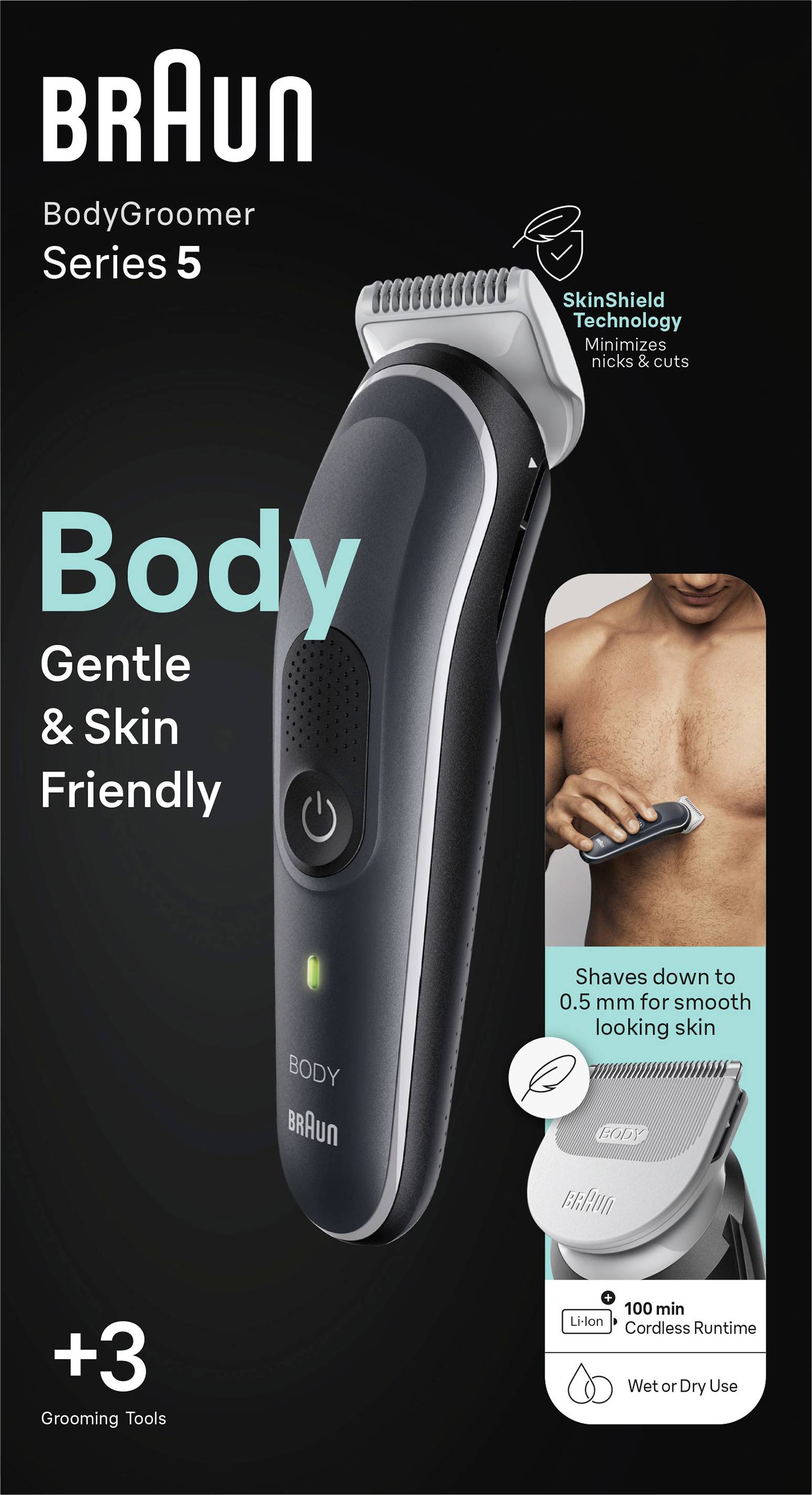 Braun BG5340 Bodygroomer Zwart, Zilver-0