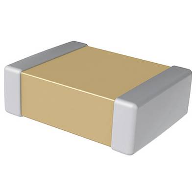 Een rechthoekig elektronisch component met gouden en zilveren uiteinden, veelgebruikt in elektronische schakelingen.