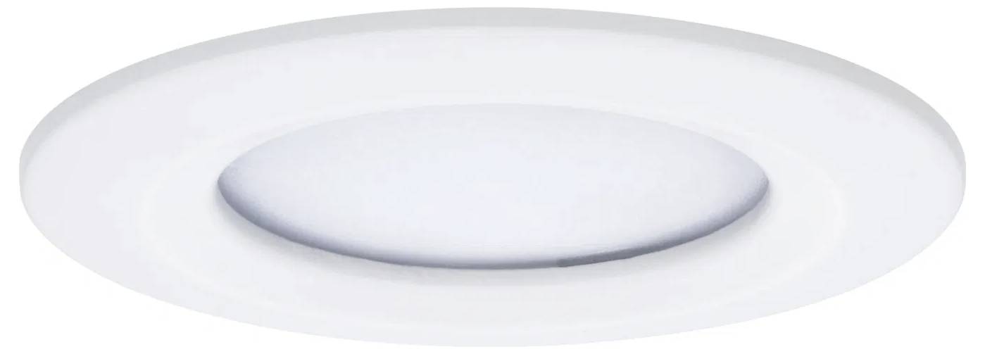 Een rond, wit, inbouw LED-plafondlicht met een plat design. Geschikt voor moderne interieurs.