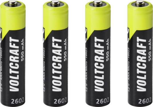 VOLTCRAFT Oplaadbare AAA batterij (potlood) NiMH 550 mAh 1.2 V 4 stuk(s)