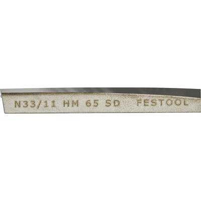 Een close-up van een gereedschap met gravures 'N33/11 HM 65 SD FESTOOL' op een metalen oppervlak, waarschijnlijk ter aanduiding van het model of de specificaties.