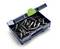 Een open blauwe Festool-doos met meerdere metalen schroevendraaier-bits. Een groene latch houdt het deksel open.