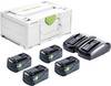 Festool SYS 18V 4x5,0/TCL 6 DUO 577709 Energieset Incl. 4 accu's, Incl. lader