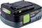 Een zwarte en groene batterij met het label 'Festool 12V, 2.5 Ah' met een zichtbaar lithium-ion symbool, ontworpen voor elektrisch gereedschap.
