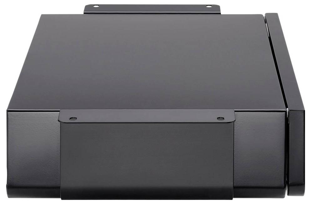 StealthPlate waterverwarmer-onderdeel, zwart, rechthoekig, ontworpen voor discrete installatie in technische ruimtes of garages.