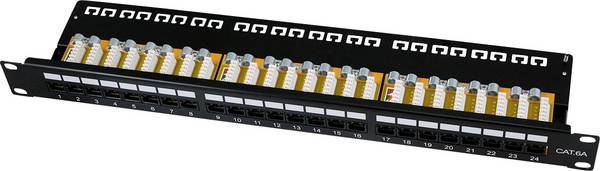 LogiLink NP0133  Patchpaneel 483 mm (19") CAT 6A 1 HE Zwart Ingericht