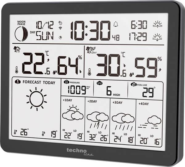 Techno Line WD3000 WD3000 Wetterstation WiFi-weerstation Verwachting voor 4 dagen Aantal sensoren max.: 1