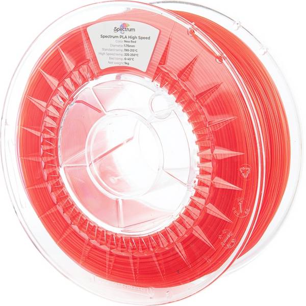 Spectrum Filaments 81053 PLA High Speed Filament PLA kunststof Highspeed filament, Hoge stijfheid, Hoge treksterkte 1.75 mm 1000 g Neo Red, Rood  1 stuk(s)