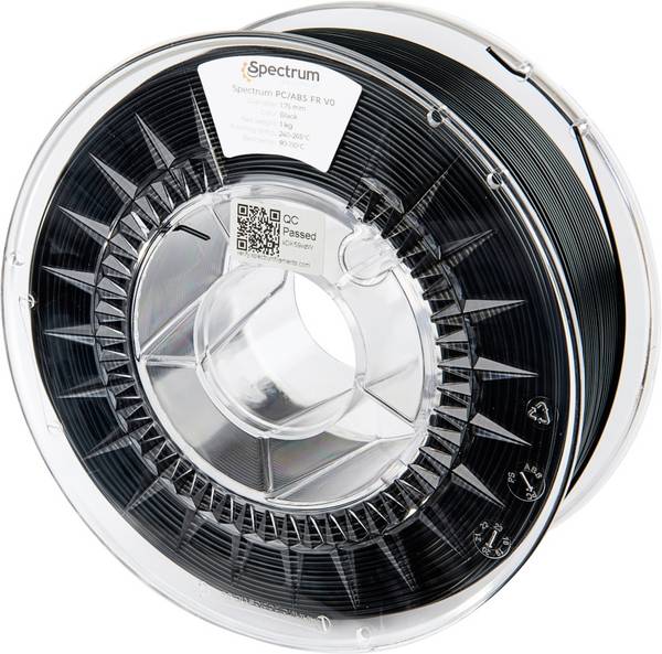Spectrum Filaments 81011 PC/ABS FR V0 Filament PC-ABS Vlamvertragend, Hittebestendig 1.75 mm 1000 g Zwart, Black 1 stuk(s)