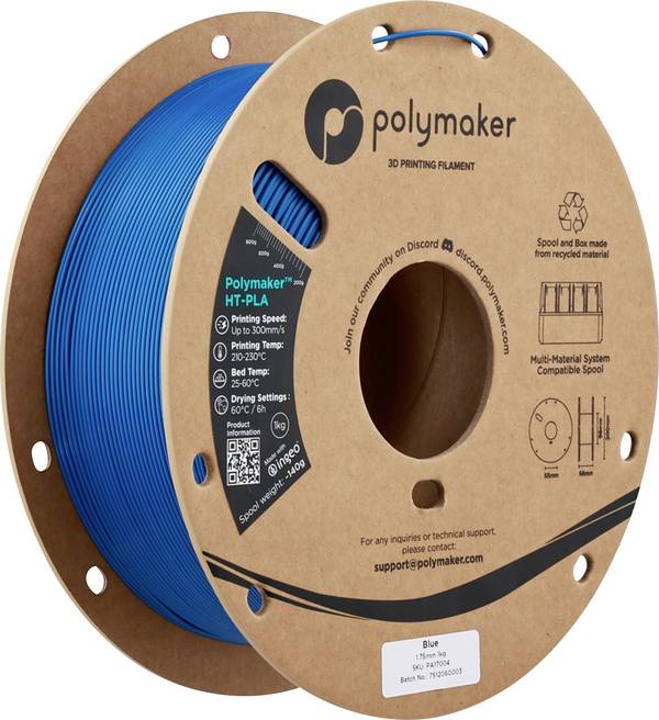 Polymaker PA17004 HT-PLA Filament PLA kunststof, HT-PLA Warmtebestendig, Highspeed filament 1.75 mm 1000 g Blue, Blauw 1 stuk(s)