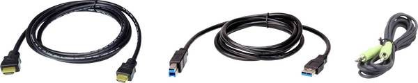 ATEN KVM Kabel [1x HDMI, Jackplug male 3,5 mm, USB - 1x HDMI, Jackplug male 3,5 mm, USB] 1.8 m Zwart