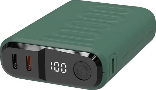RealPower REALPOWER PB-10000 C Powerbank 10000 mAh USB PD  USB-C (met Power Delivery) Donkergroen Statusweergave