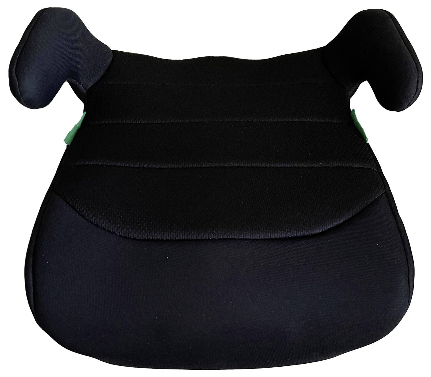 Een zwarte autostoel met armleuningen voor kinderen, ontworpen voor gebruik in de auto om veiligheid en comfort te garanderen.