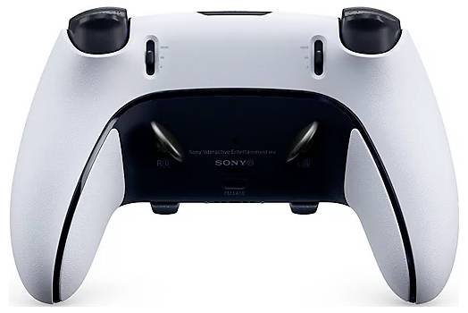 'Een witte en zwarte gamingcontroller met dubbele analoge sticks en knoppen, ontworpen voor ergonomisch gamen en draadloze verbinding.'