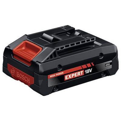 'Bosch Expert 18V 4.0Ah' hoogvermogenaccu met rode accenten en merklogo, ontworpen voor draadloze gereedschappen.