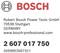 Bosch logo en contactgegevens voor Robert Bosch Power Tools GmbH, Stuttgart, Duitsland, met nummers '2 607 017 750' en '4059952697321'.