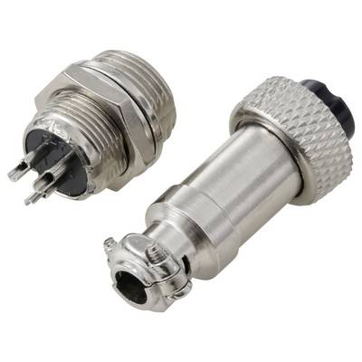 Twee metalen elektrische aansluitingen, de ene met uitgestoken pinnen en de andere met een gestructureerde grip, geplaatst op een witte achtergrond.