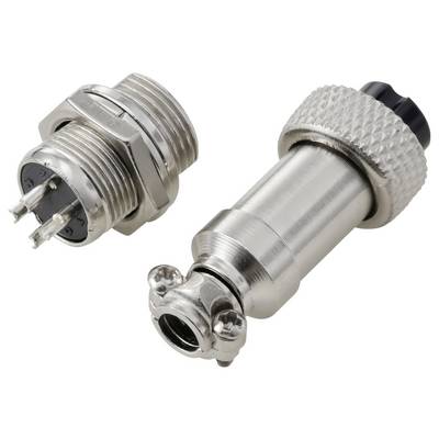 'Een metalen elektrische connector met meerdere pinnen, naast een bijpassende contactdoos met een ronde greep, ontworpen voor veilige verbinding.'