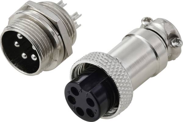 TRU COMPONENTS TC-13895644 Ronde connector Stekker, Buscontact Totaal aantal polen: 5 Serie (ronde connectoren): GX16 1 set(s)