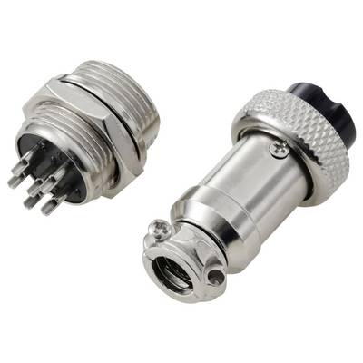 'Een metalen connector met meerdere pinnen naast de bijbehorende contactdoos, ontworpen voor veilige elektrische verbindingen in apparaten.'