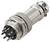 Een metalen multi-pin connector met een draadkoppelingsring, gebruikt voor veilige elektrische verbindingen in verschillende toepassingen.