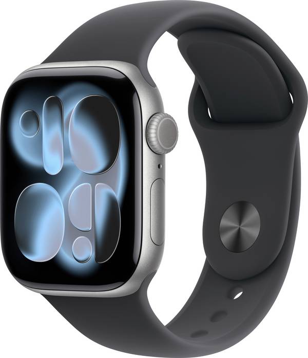 Apple Watch Series 11 GPS 42 mm Aluminium kast Sport Band Zwart M/L