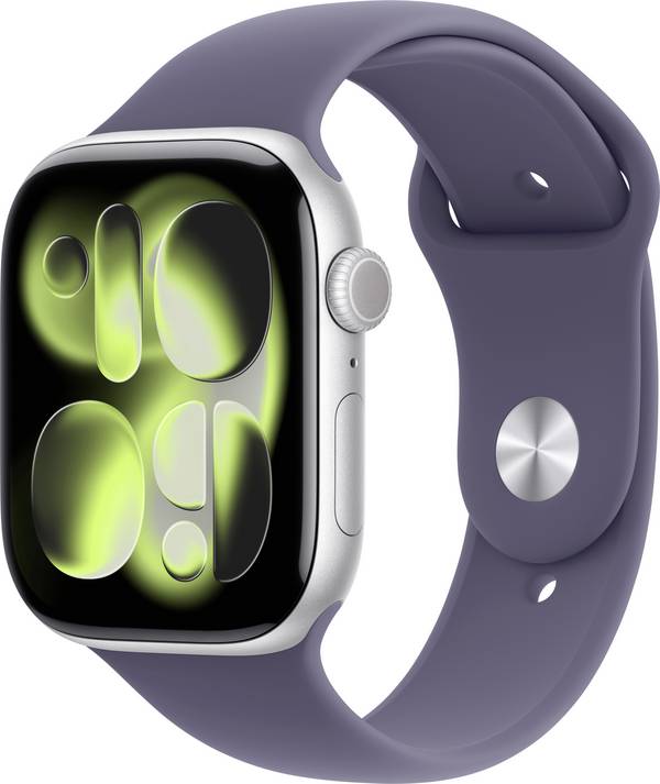 Apple Watch Series 11 GPS 46 mm Aluminium kast Sport Band Zachtpaars S/M