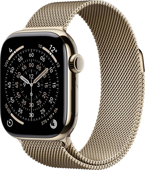 Apple Watch Series 11 GPS + Cellular 42 mm Titanium kast Milanese Loop Goud M/L