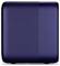 Een donkerblauwe koffer met een gestructureerd streepjesdesign aan de linkerkant. De koffer staat rechtop en heeft een strak, modern uiterlijk.