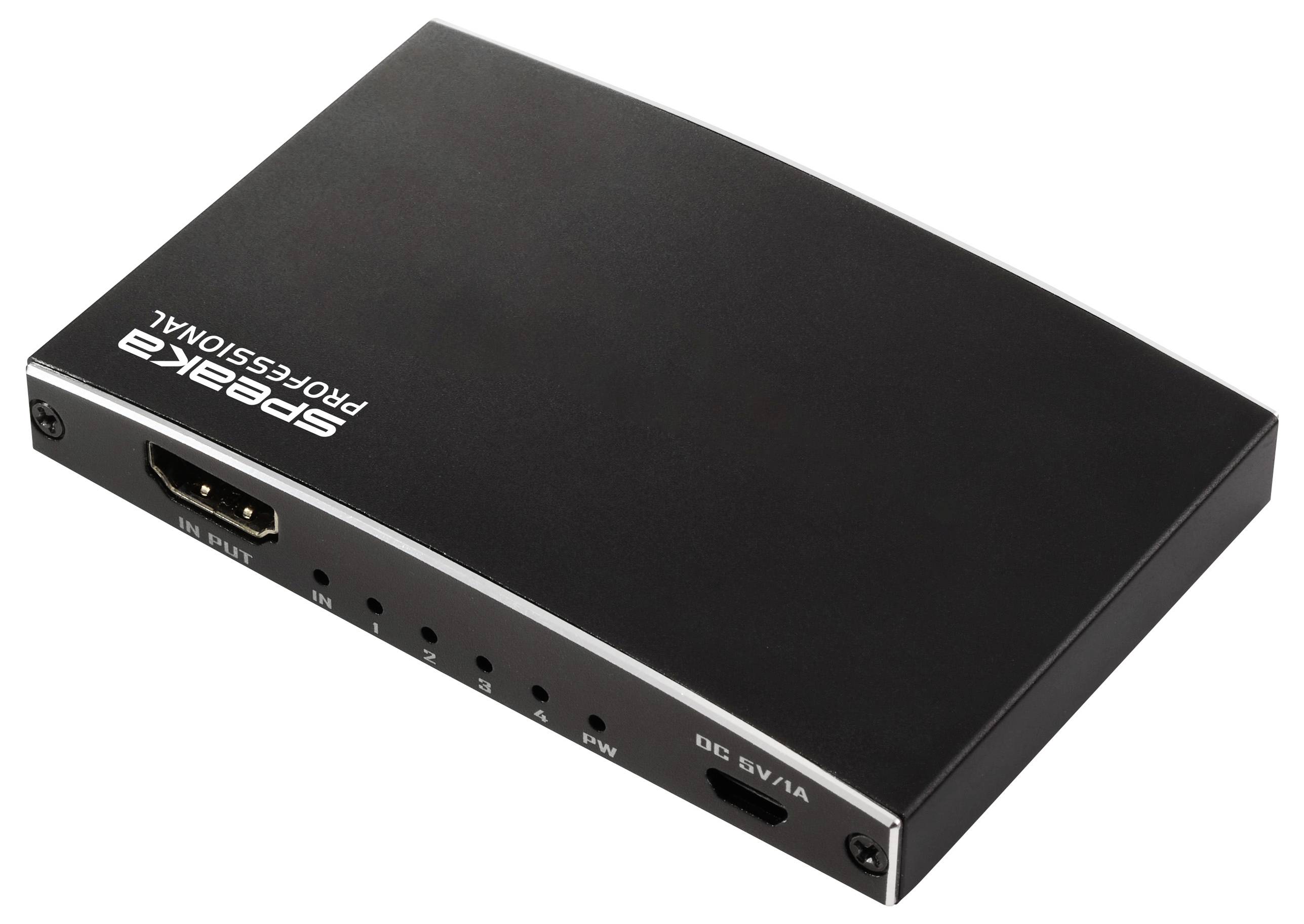 Een strak, zwart elektronisch apparaat met 'Epiphan Professional' op de bovenkant, voorzien van een HDMI-poort en verschillende kleine knoppen aan de voorkant.