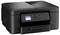 Een zwarte all-in-one printer met een digitaal display en bedieningspaneel. De printer is ontworpen voor het scannen, kopiëren en afdrukken van documenten.