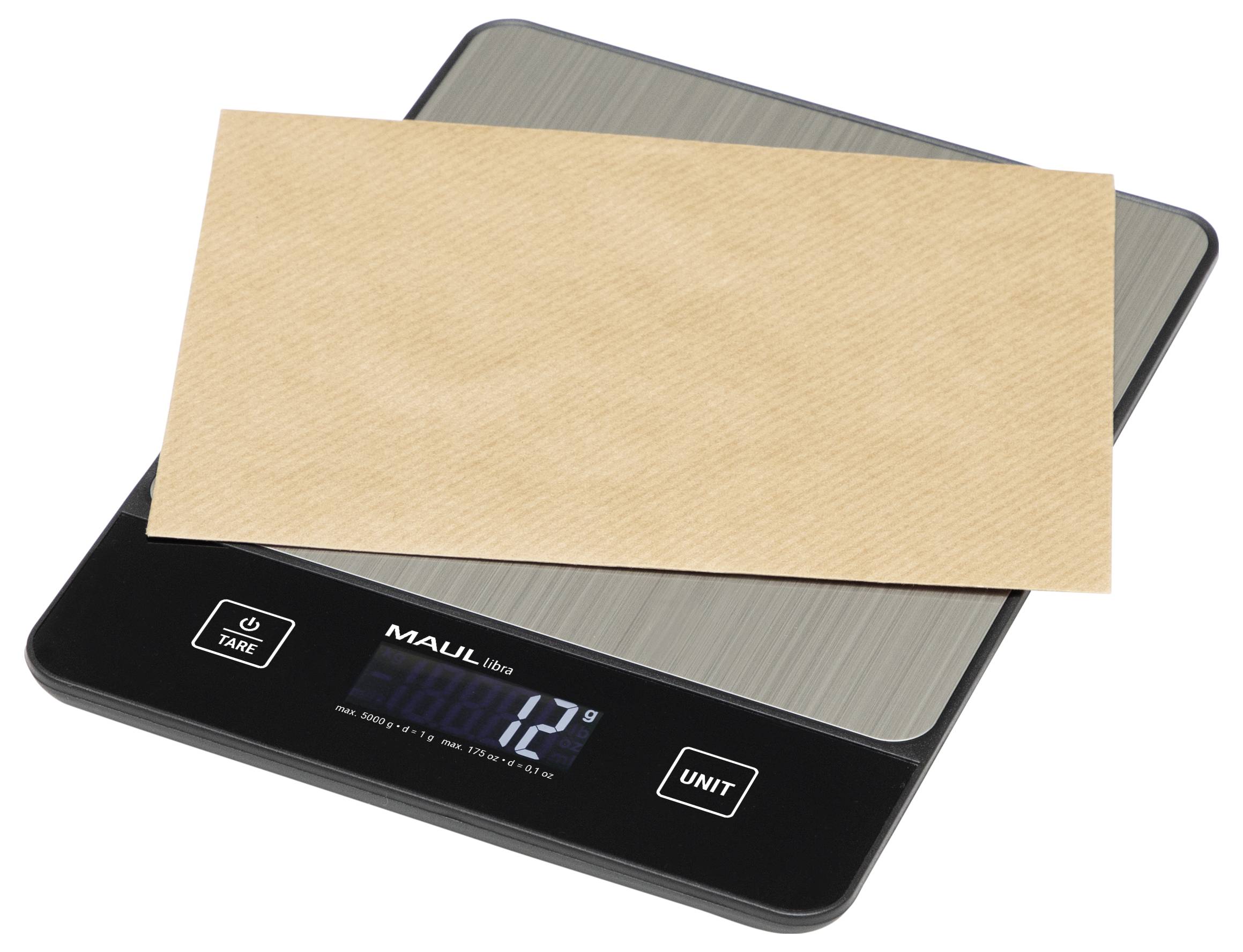 Maul MAULlibra 1657090 Brievenweegschaal Weegbereik (max.) 5000 g Resolutie 1 g werkt op batterijen Zwart, Zilver-9