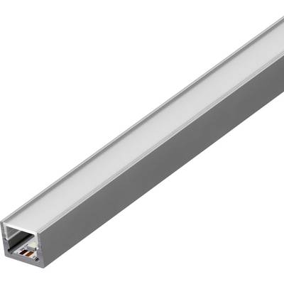 Een aluminium LED-profiel met een melkglazen diffusorkap, met een inwendige gleuf voor LED-strip montage.