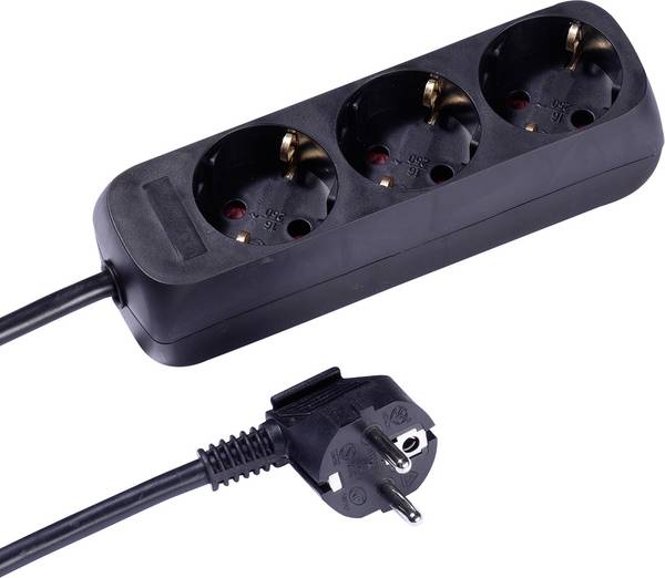 Vivanco VVELSTR3USCHK Stekkerdoos zonder kabel  Zwart Randaarde stekker 1 stuk(s)