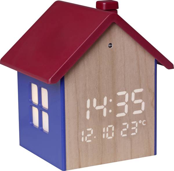 TFA Dostmann 60.2046.06 Wekker Kwarts Blauw, Rood, Hout Alarmtijden 1