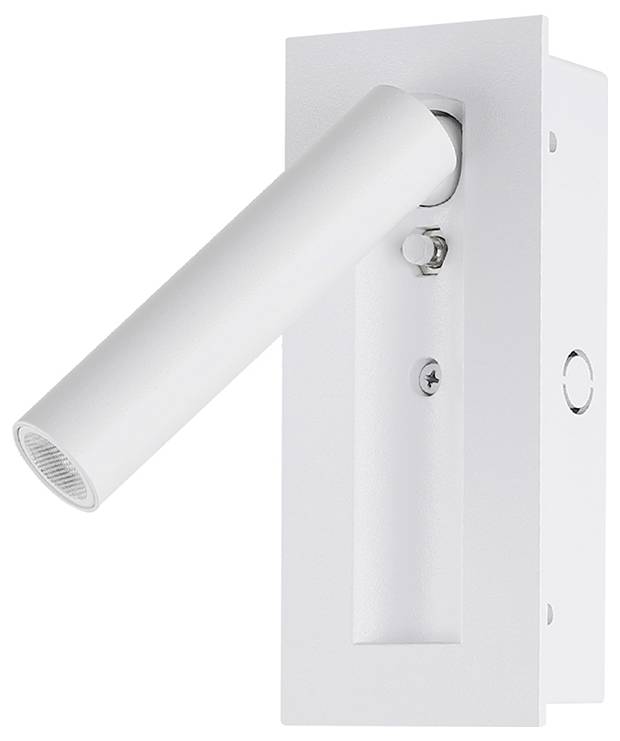 Een witte, verstelbare wandgemonteerde spotlight met een cilindrische vorm, ontworpen voor gerichte verlichting.