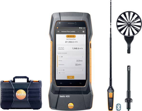 testo testo 400 - Strömungs-Set mit Hitzdrahtsonde Milieumeetset  Druk, Temperatuur -40, 0 - 150, 200 °C, hPa