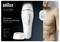 'Braun Silk-expert Pro 5 IPL-ontharing' getoond met kenmerken: brede kop, 2 gevoelige standen, UV-filter. Afbeelding toont een man zonder shirt.