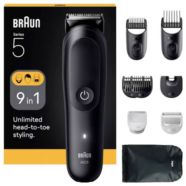 Braun Braun Series 5 All-In-One Style Kit AIO5 Baardtrimmer, Tondeuse, Bodygroomer Afspoelbaar Zwart