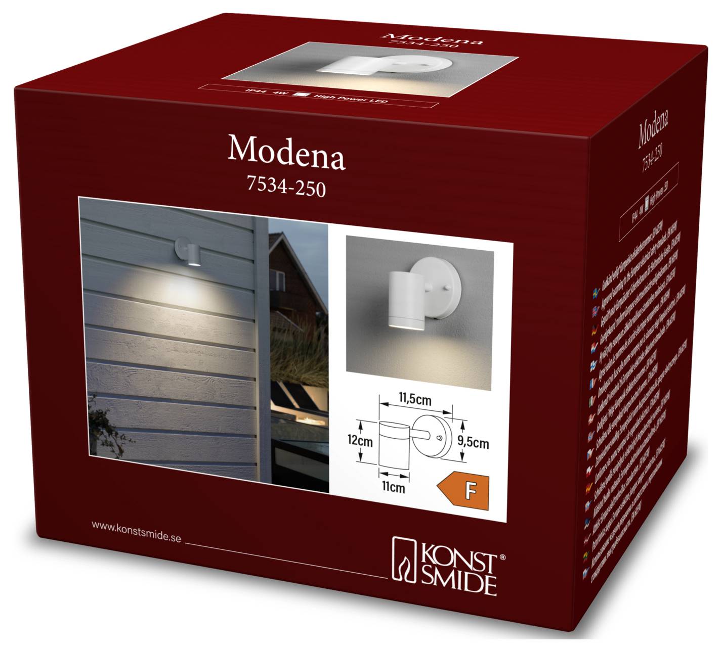 Konstsmide Modena 7534-250 LED-buitenlamp (wand) Energielabel: F (A - G) LED LED 4 W Wit – Foto 2 van 2