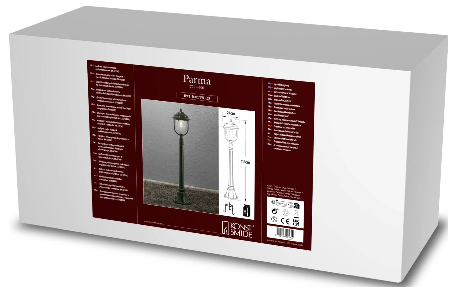 Konstsmide 7225-600 Parma Staande buitenlamp E27 75 W Groen-1