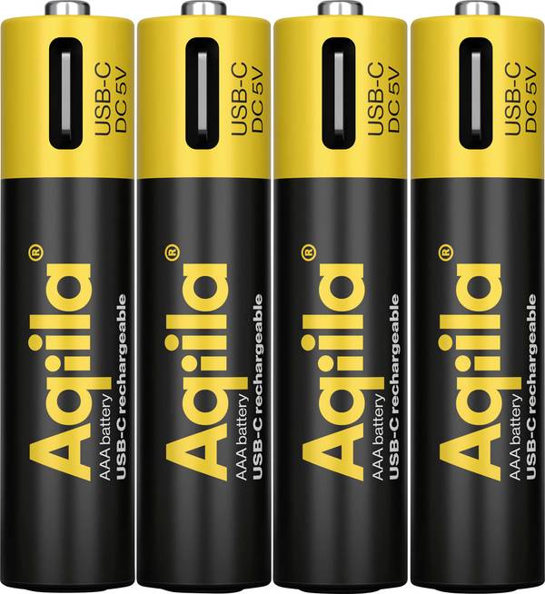Aqiila AAA Oplaadbare batterij (USB-C) Li-ion 600 mAh 1.5 V 4 stuk(s)