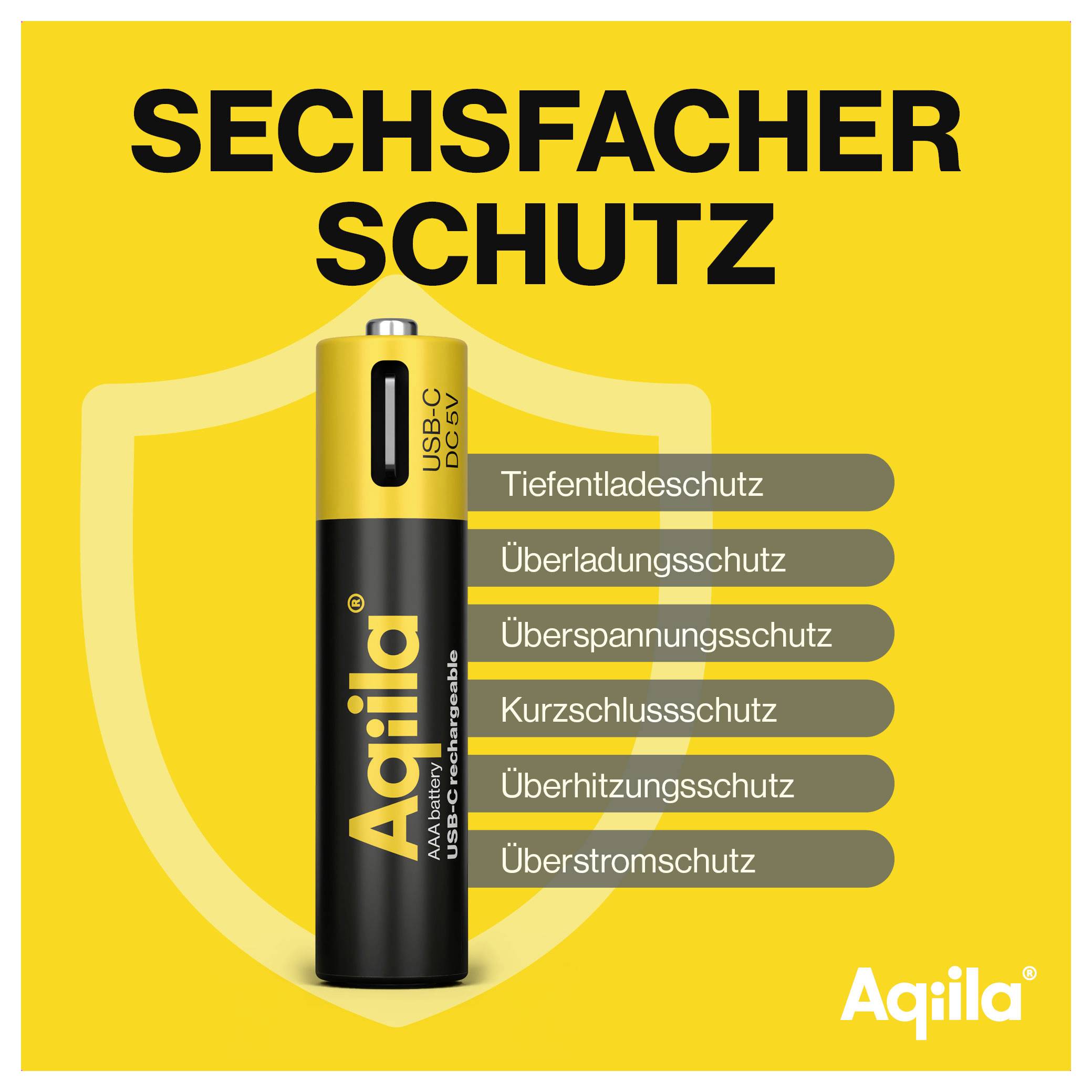 Batterij met 'zesvoudige bescherming': Diepontladingsbeveiliging, overlaadbescherming, overspanningsbescherming, kortsluitingsbeveiliging, oververhittingsbescherming, overstroombeveiliging.