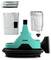 'DOMO' draagbaar reinigingsapparaat met afneembare watertanks en slang, ontworpen voor gemakkelijke bediening en opslag.